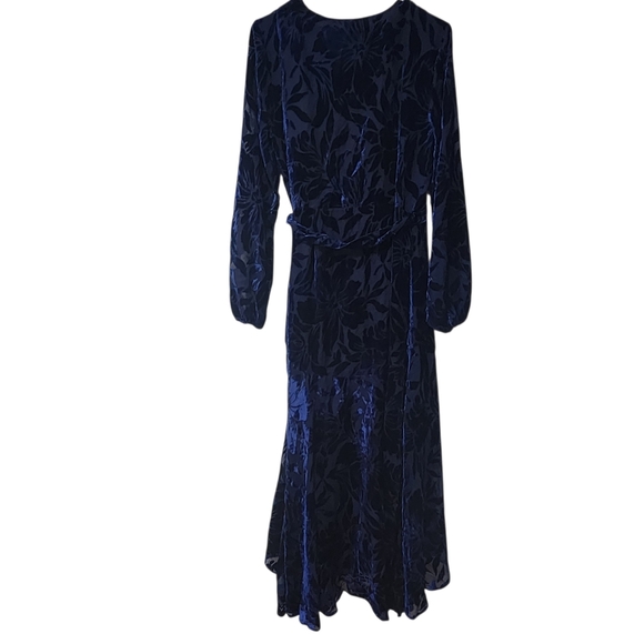Anthropologie Daniella Navy Velvet Wrap Dress Size M - Picture 5 of 8